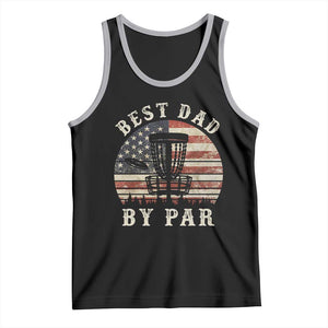 Funny Disc Golf Dad Best Dad By Par Tank Top Vintage American Flag Fathers Day TS11 Black Athletic Heather Print Your Wear