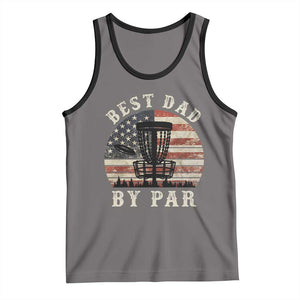 Funny Disc Golf Dad Best Dad By Par Tank Top Vintage American Flag Fathers Day TS11 Deep Heather Black Print Your Wear