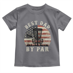 Funny Disc Golf Dad Best Dad By Par Toddler T Shirt Vintage American Flag Fathers Day TS11 Charcoal Print Your Wear
