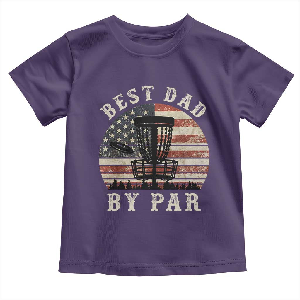 Funny Disc Golf Dad Best Dad By Par Toddler T Shirt Vintage American Flag Fathers Day TS11 Purple Print Your Wear