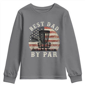 Funny Disc Golf Dad Best Dad By Par Youth Sweatshirt Vintage American Flag Fathers Day TS11 Charcoal Print Your Wear