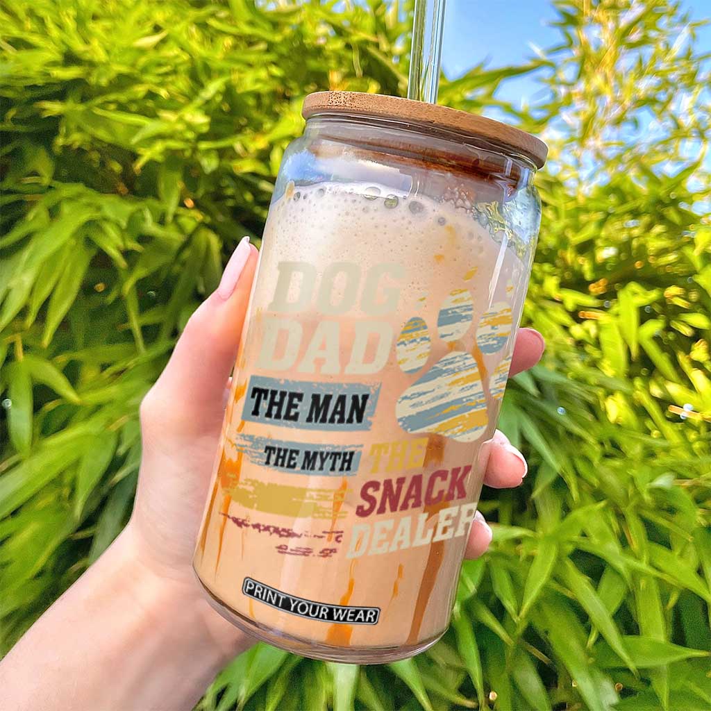 Funny Dog Dad The Man The Myth The Snack Dealer Glass Can Fur Dad Fathers Day TS11 Print Your Wear