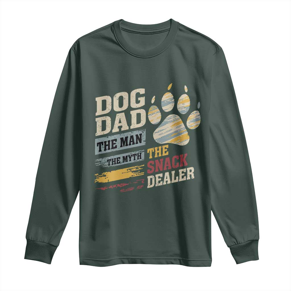 Funny Dog Dad The Man The Myth The Snack Dealer Long Sleeve Shirt Fur Dad Fathers Day TS11 Dark Forest Green Print Your Wear