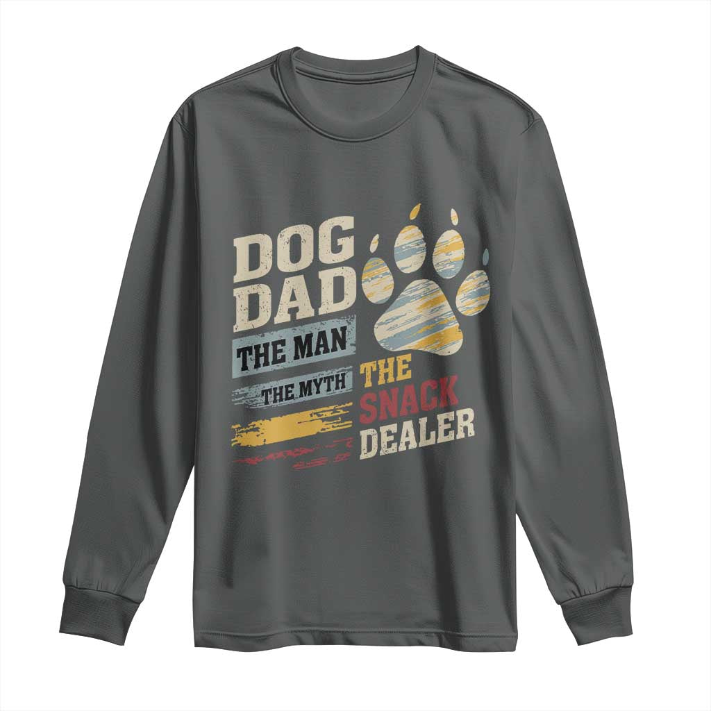 Funny Dog Dad The Man The Myth The Snack Dealer Long Sleeve Shirt Fur Dad Fathers Day TS11 Dark Heather Print Your Wear