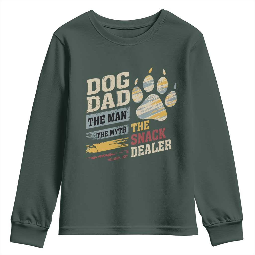 Funny Dog Dad The Man The Myth The Snack Dealer Youth Sweatshirt Fur Dad Fathers Day TS11 Dark Forest Green Print Your Wear