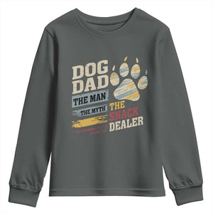 Funny Dog Dad The Man The Myth The Snack Dealer Youth Sweatshirt Fur Dad Fathers Day TS11 Dark Heather Print Your Wear