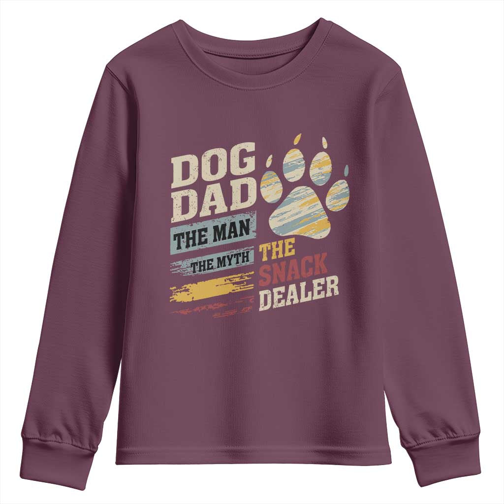 Funny Dog Dad The Man The Myth The Snack Dealer Youth Sweatshirt Fur Dad Fathers Day TS11 Maroon Print Your Wear