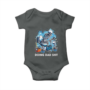 Funny Doing Dad Shit Baby Onesie Skeleton Toilet Dad Jokes Father's Day TS11 Dark Heather Print Your Wear