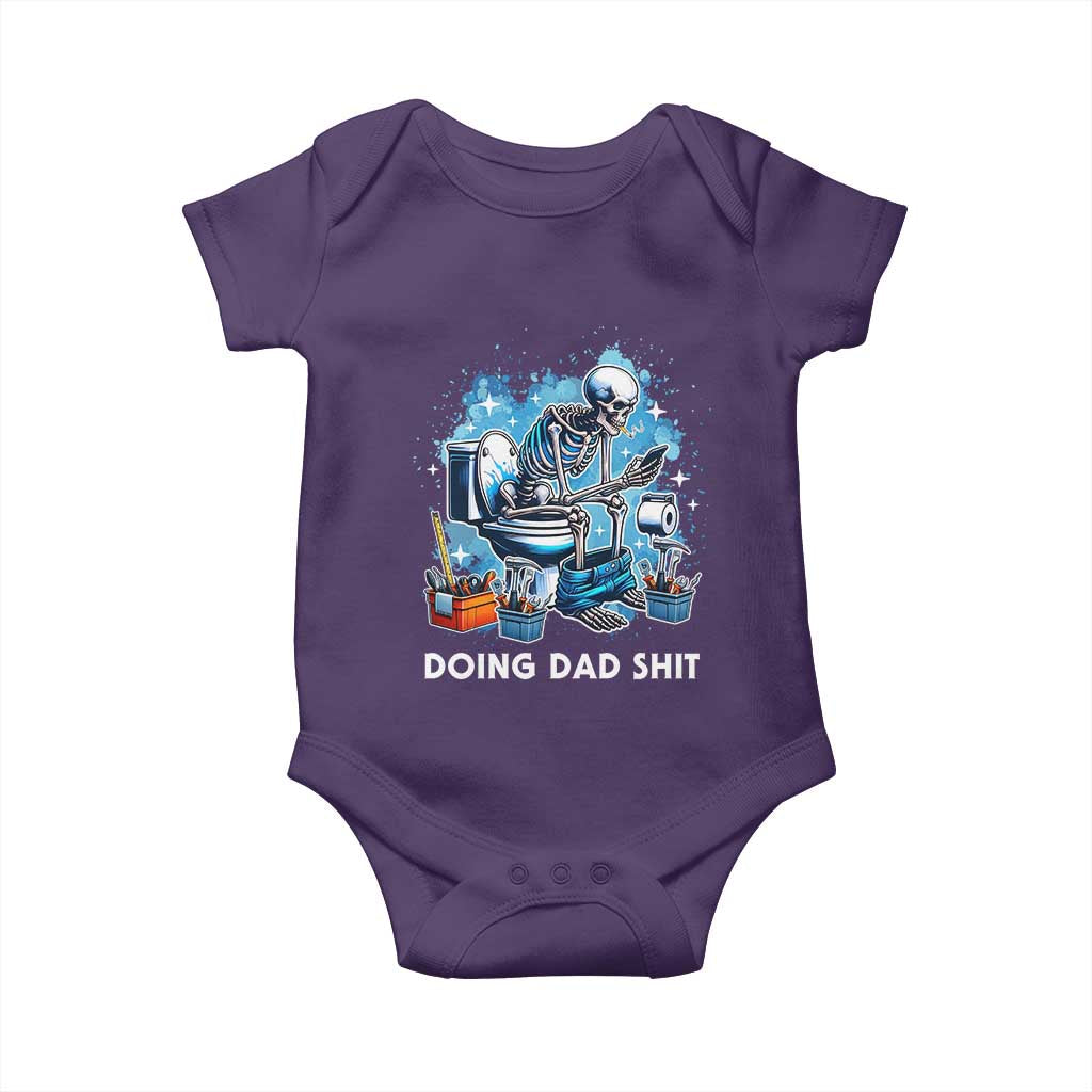Funny Doing Dad Shit Baby Onesie Skeleton Toilet Dad Jokes Father's Day TS11 Purple Print Your Wear