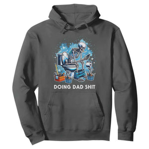 Funny Doing Dad Shit Hoodie Skeleton Toilet Dad Jokes Father's Day TS11 Dark Heather Print Your Wear