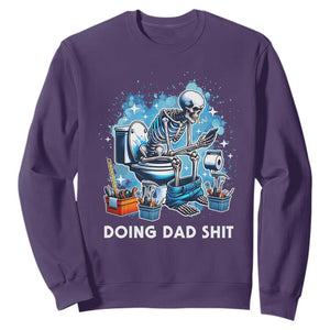 Funny Doing Dad Shit Sweatshirt Skeleton Toilet Dad Jokes Father's Day TS11 Purple Print Your Wear