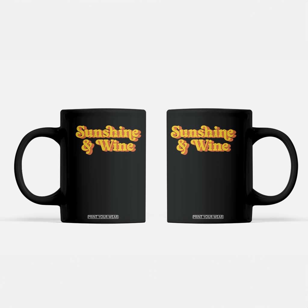 Funny Drinking Coffee Mug Sunshine & Wine Retro Drinking Summer Vintage 70's TS10 Black Print Your Wear