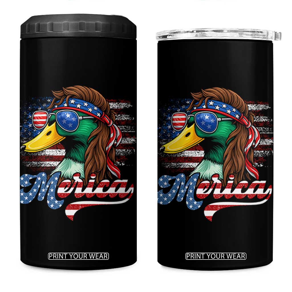 Funny Duck Merica 4 in 1 Can Cooler Tumbler 4th Of July American Flag Patriotic Hunting TS11 One Size: 16 oz Black Print Your Wear