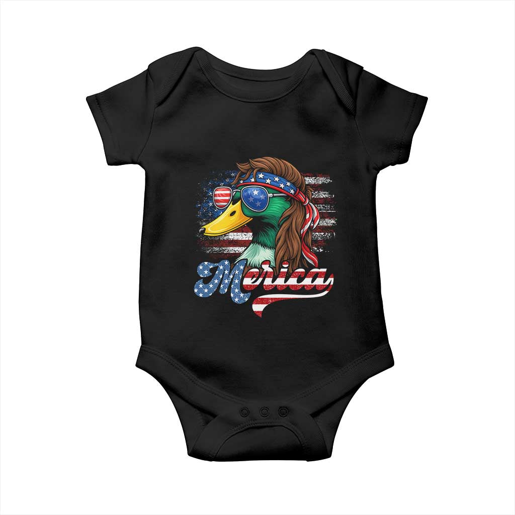 Funny Duck Merica Baby Onesie 4th Of July American Flag Patriotic Hunting TS11 Black Print Your Wear