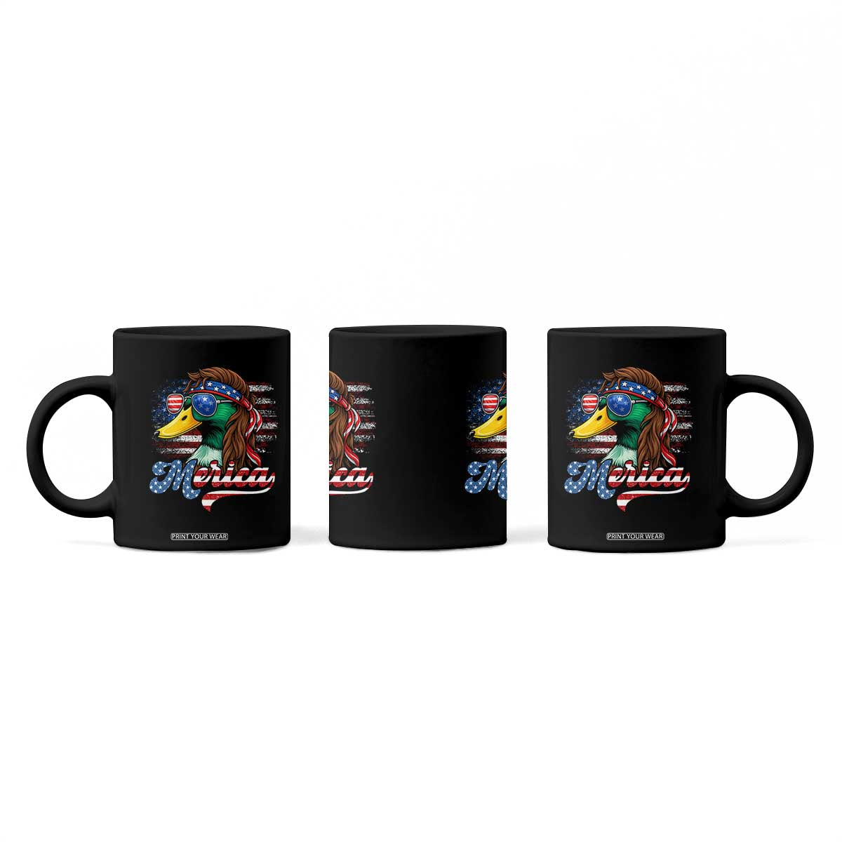 Funny Duck Merica Coffee Mug 4th Of July American Flag Patriotic Hunting TS11 Print Your Wear