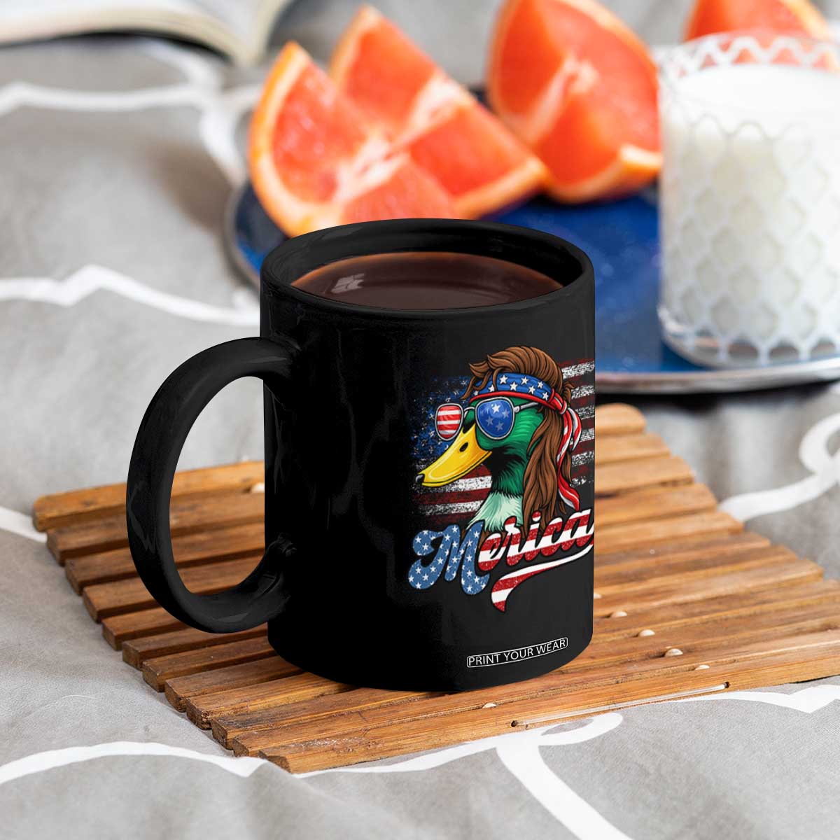 Funny Duck Merica Coffee Mug 4th Of July American Flag Patriotic Hunting TS11 Print Your Wear