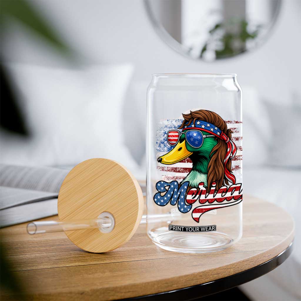 Funny Duck Merica Glass Can 4th Of July American Flag Patriotic Hunting TS11 Print Your Wear