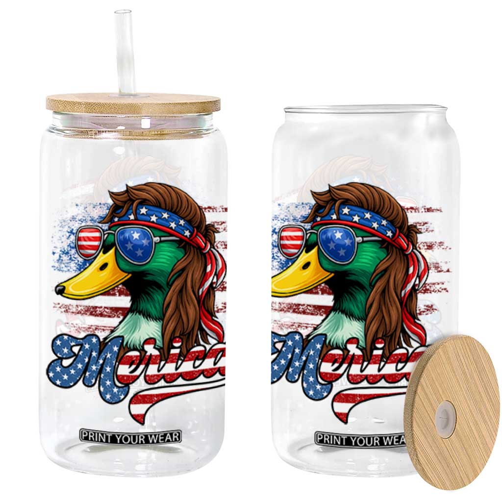 Funny Duck Merica Glass Can 4th Of July American Flag Patriotic Hunting TS11 Black Print Your Wear