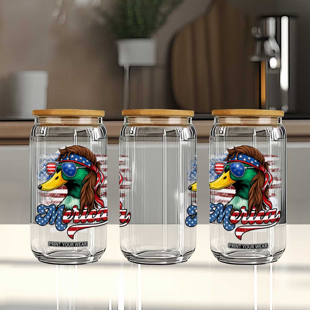 Funny Duck Merica Glass Can 4th Of July American Flag Patriotic Hunting TS11 Print Your Wear