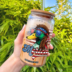 Funny Duck Merica Glass Can 4th Of July American Flag Patriotic Hunting TS11 Print Your Wear