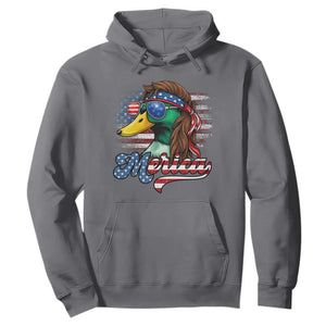 Funny Duck Merica Hoodie 4th Of July American Flag Patriotic Hunting TS11 Charcoal Print Your Wear