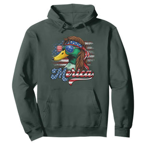 Funny Duck Merica Hoodie 4th Of July American Flag Patriotic Hunting TS11 Dark Forest Green Print Your Wear