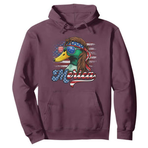 Funny Duck Merica Hoodie 4th Of July American Flag Patriotic Hunting TS11 Maroon Print Your Wear