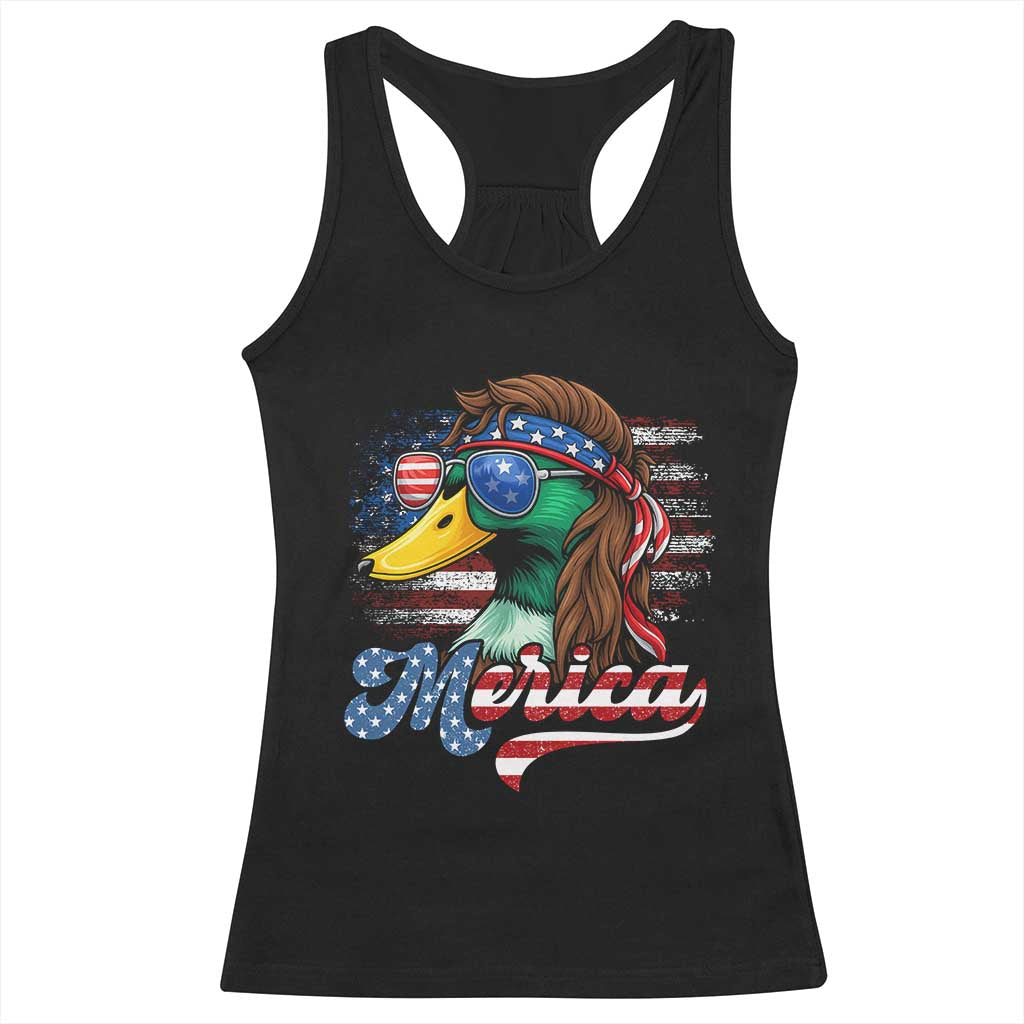 Funny Duck Merica Racerback Tank Top 4th Of July American Flag Patriotic Hunting TS11 Black Print Your Wear