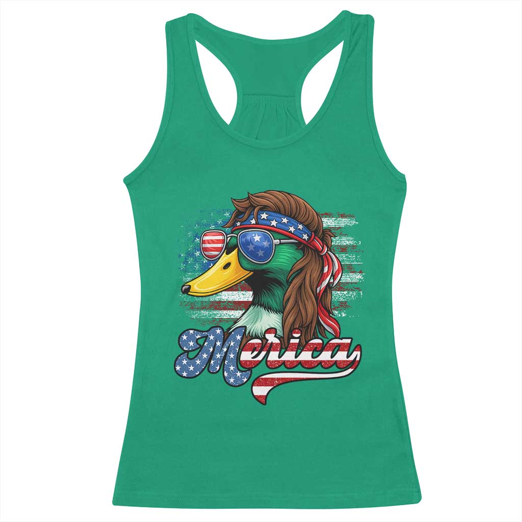 Funny Duck Merica Racerback Tank Top 4th Of July American Flag Patriotic Hunting TS11 Irish Green Print Your Wear