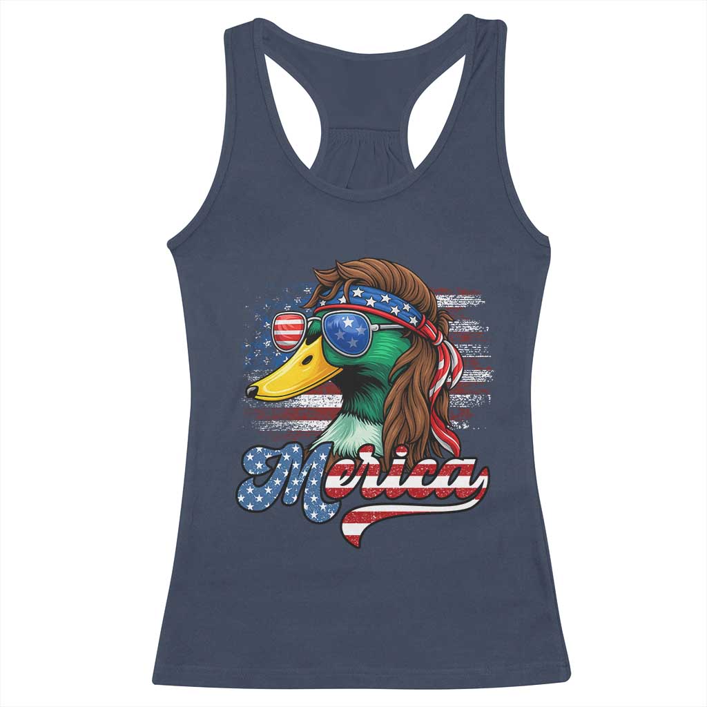 Funny Duck Merica Racerback Tank Top 4th Of July American Flag Patriotic Hunting TS11 Navy Print Your Wear