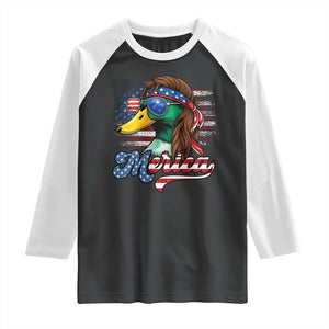 Funny Duck Merica Raglan Shirt 4th Of July American Flag Patriotic Hunting TS11 Black White Print Your Wear