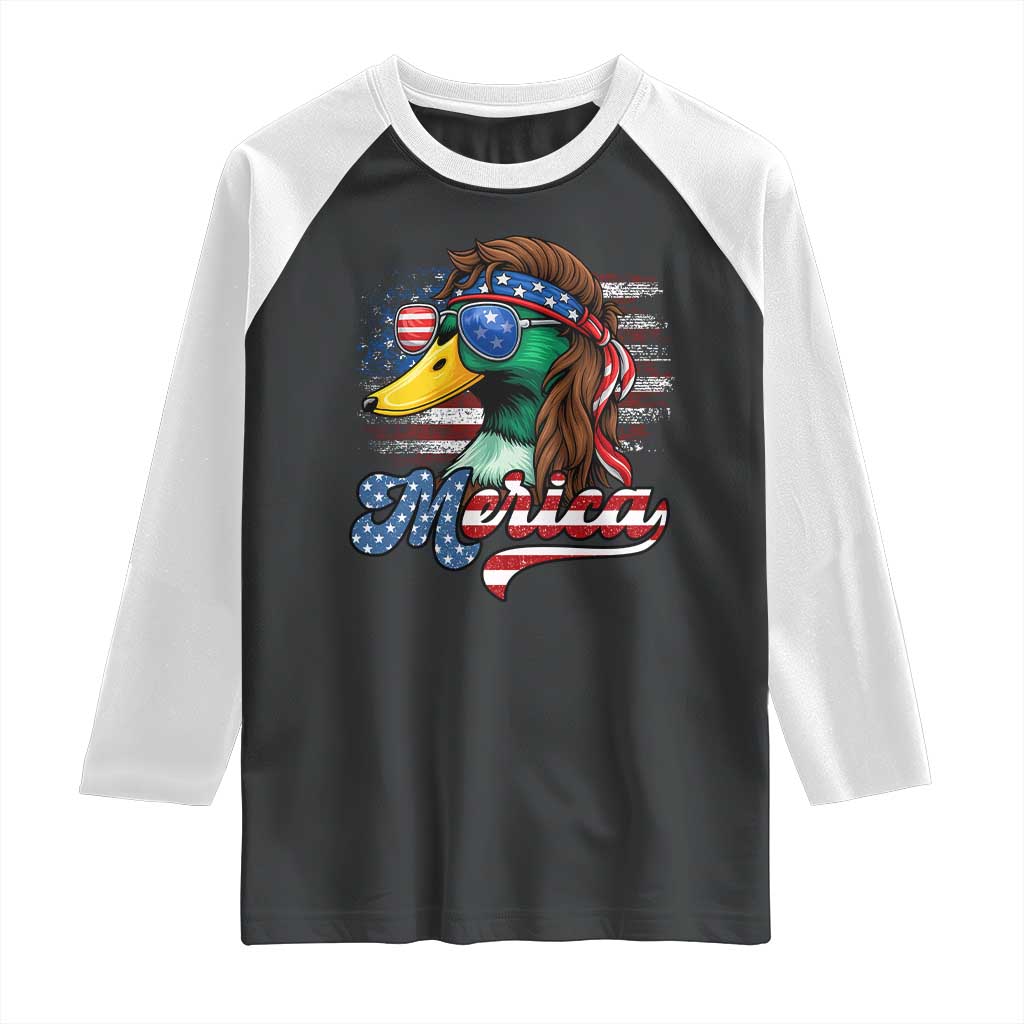 Funny Duck Merica Raglan Shirt 4th Of July American Flag Patriotic Hunting TS11 Black White Print Your Wear