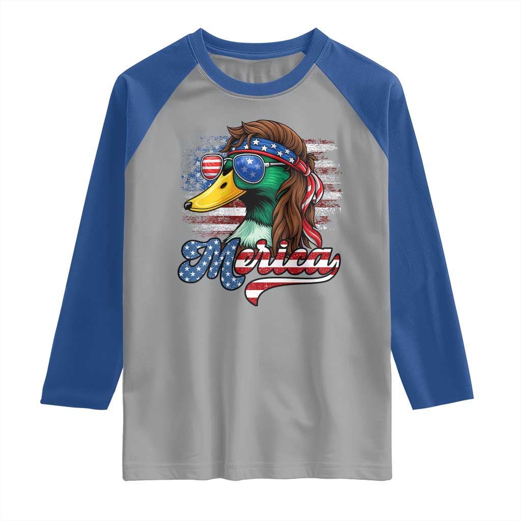 Funny Duck Merica Raglan Shirt 4th Of July American Flag Patriotic Hunting TS11 Sport Gray Royal Print Your Wear