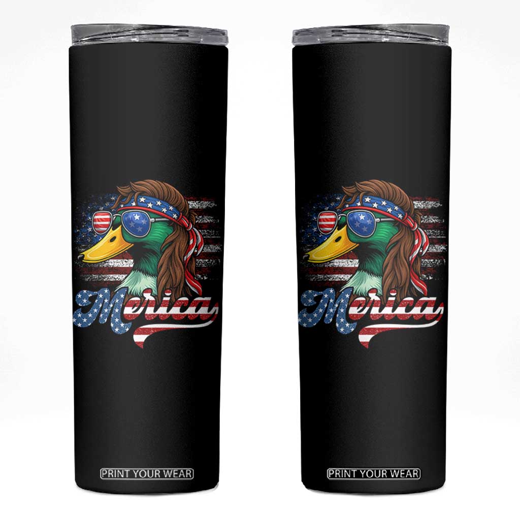 Funny Duck Merica Skinny Tumbler 4th Of July American Flag Patriotic Hunting TS11 Black Print Your Wear