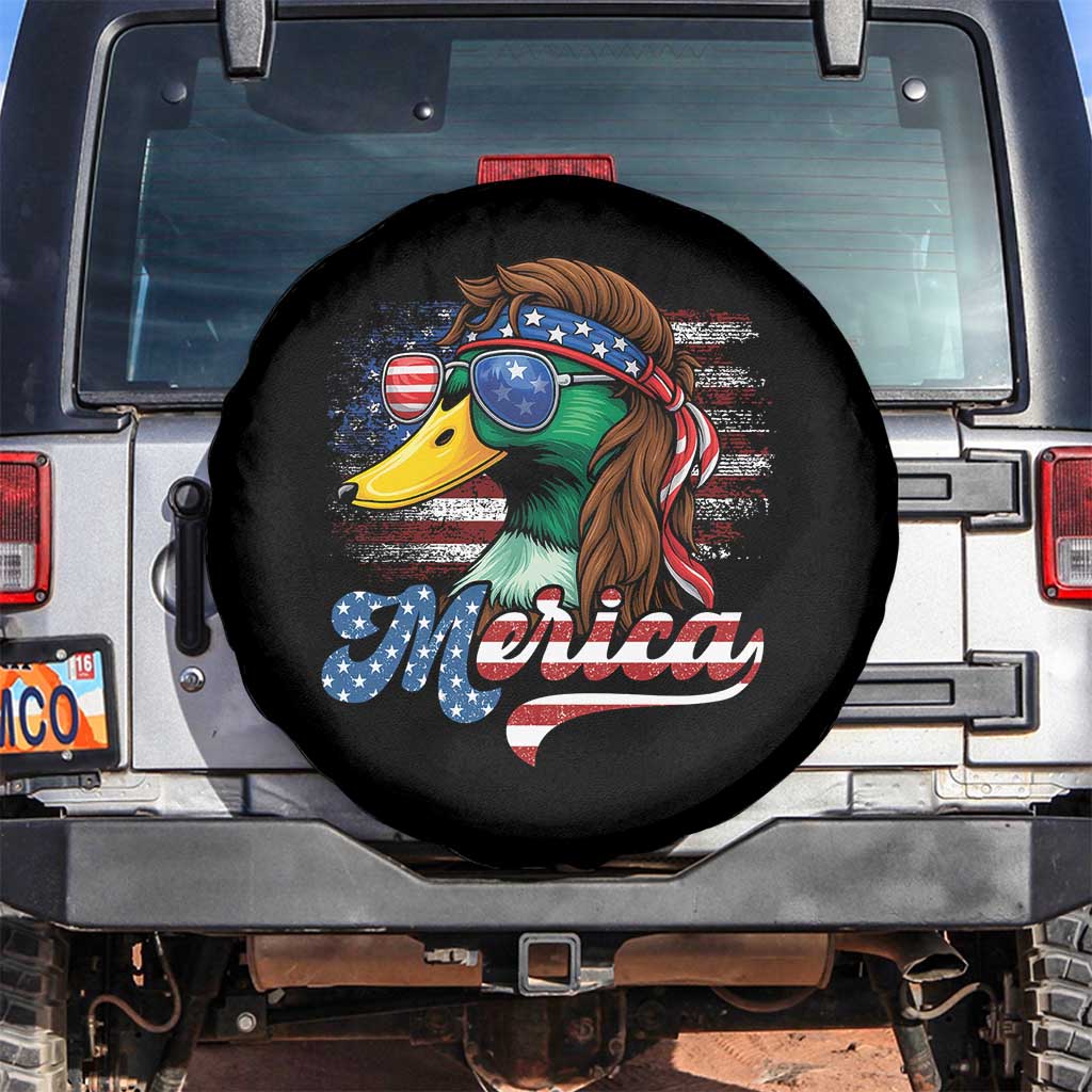 Funny Duck Merica Spare Tire Cover 4th Of July American Flag Patriotic Hunting TS11 No hole Black Print Your Wear