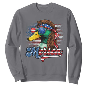 Funny Duck Merica Sweatshirt 4th Of July American Flag Patriotic Hunting TS11 Charcoal Print Your Wear