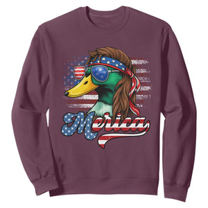 Funny Duck Merica Sweatshirt 4th Of July American Flag Patriotic Hunting TS11 Maroon Print Your Wear