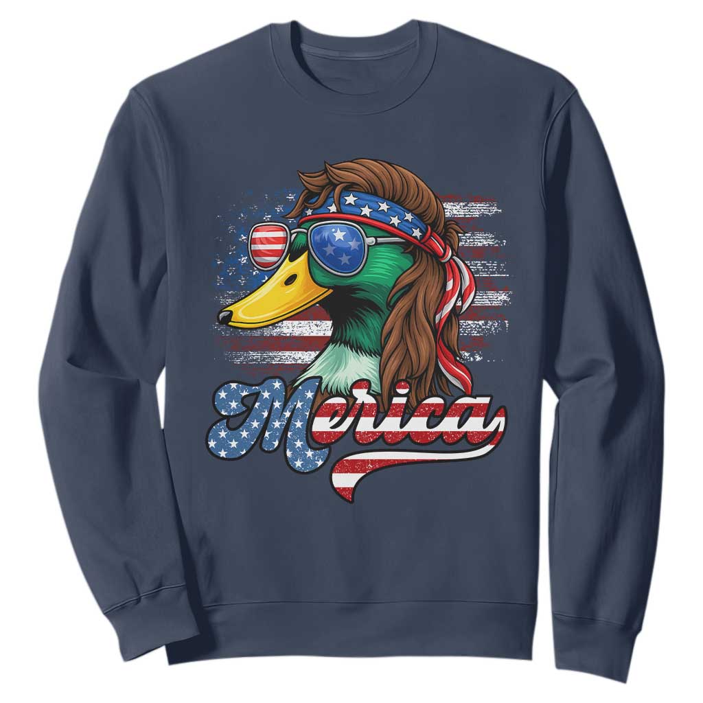 Funny Duck Merica Sweatshirt 4th Of July American Flag Patriotic Hunting TS11 Navy Print Your Wear