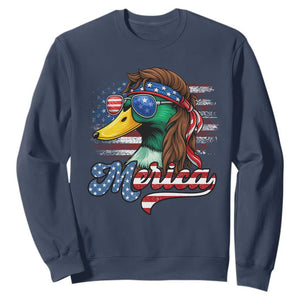 Funny Duck Merica Sweatshirt 4th Of July American Flag Patriotic Hunting TS11 Navy Print Your Wear