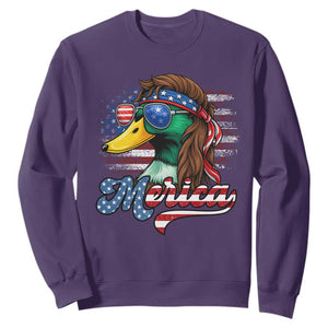Funny Duck Merica Sweatshirt 4th Of July American Flag Patriotic Hunting TS11 Purple Print Your Wear