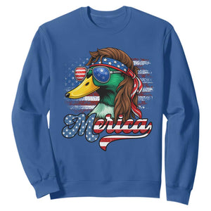 Funny Duck Merica Sweatshirt 4th Of July American Flag Patriotic Hunting TS11 Royal Blue Print Your Wear
