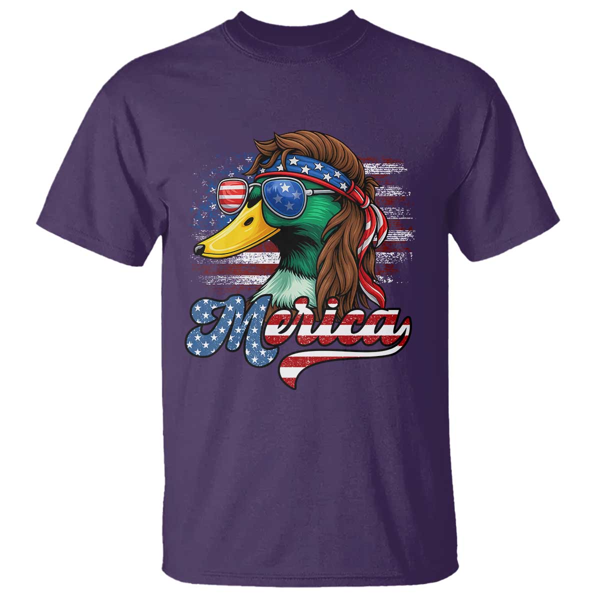 Funny Duck Merica T Shirt 4th Of July American Flag Patriotic Hunting TS11 Purple Print Your Wear