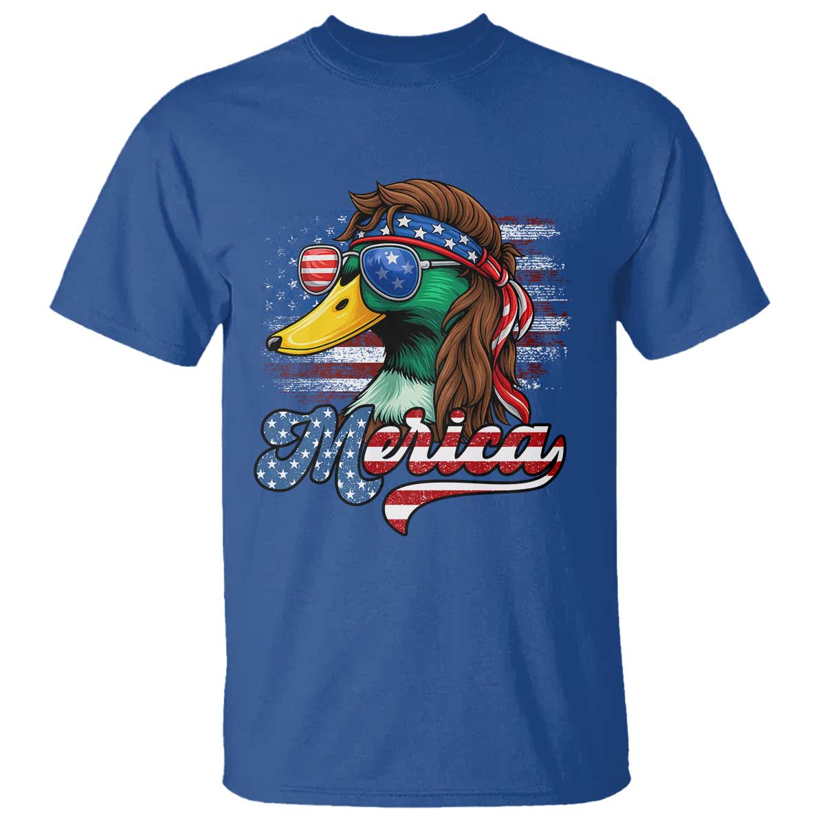 Funny Duck Merica T Shirt 4th Of July American Flag Patriotic Hunting TS11 Royal Blue Print Your Wear
