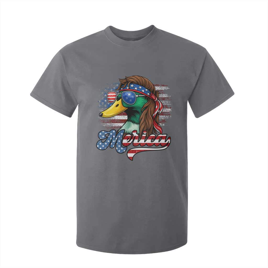 Funny Duck Merica T Shirt For Kid 4th Of July American Flag Patriotic Hunting TS11 Charcoal Print Your Wear