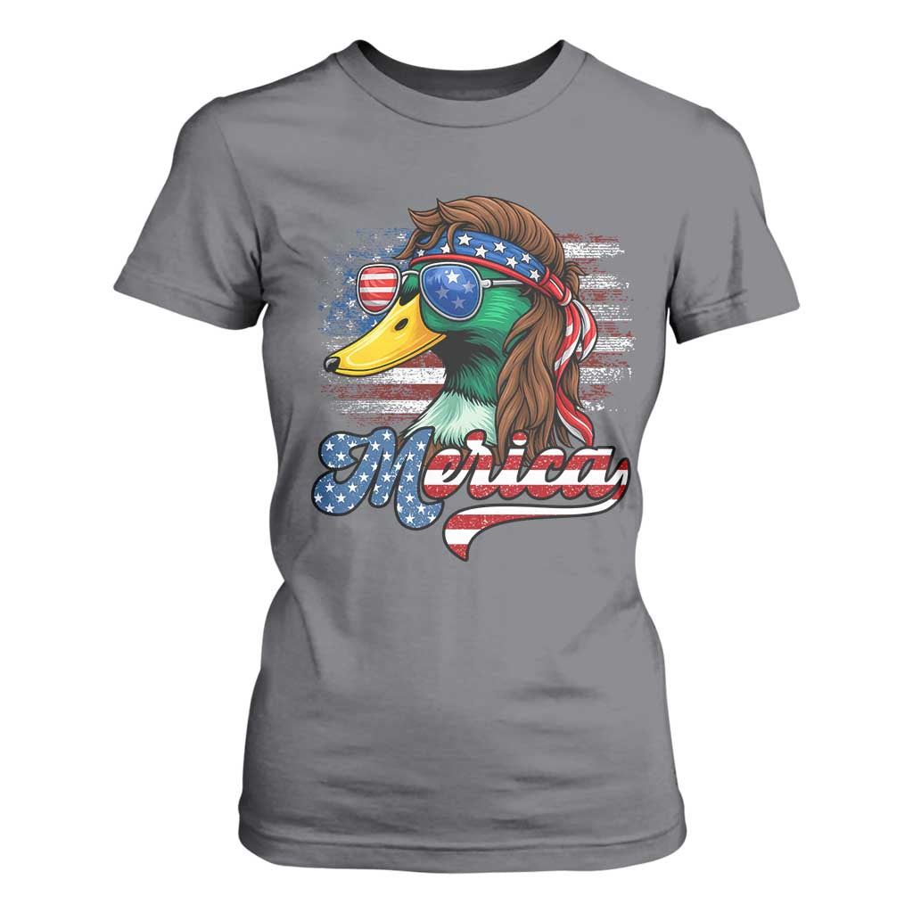 Funny Duck Merica T Shirt For Women 4th Of July American Flag Patriotic Hunting TS11 Charcoal Print Your Wear
