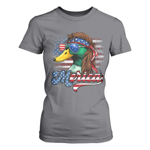 Funny Duck Merica T Shirt For Women 4th Of July American Flag Patriotic Hunting TS11 Charcoal Print Your Wear