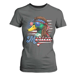 Funny Duck Merica T Shirt For Women 4th Of July American Flag Patriotic Hunting TS11 Dark Heather Print Your Wear