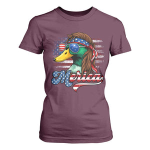 Funny Duck Merica T Shirt For Women 4th Of July American Flag Patriotic Hunting TS11 Maroon Print Your Wear
