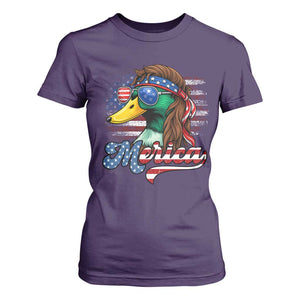 Funny Duck Merica T Shirt For Women 4th Of July American Flag Patriotic Hunting TS11 Purple Print Your Wear