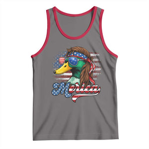 Funny Duck Merica Tank Top 4th Of July American Flag Patriotic Hunting TS11 Deep Heather Red Print Your Wear